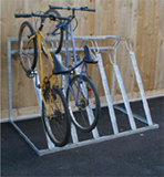 Uses semi vertical style bike storage